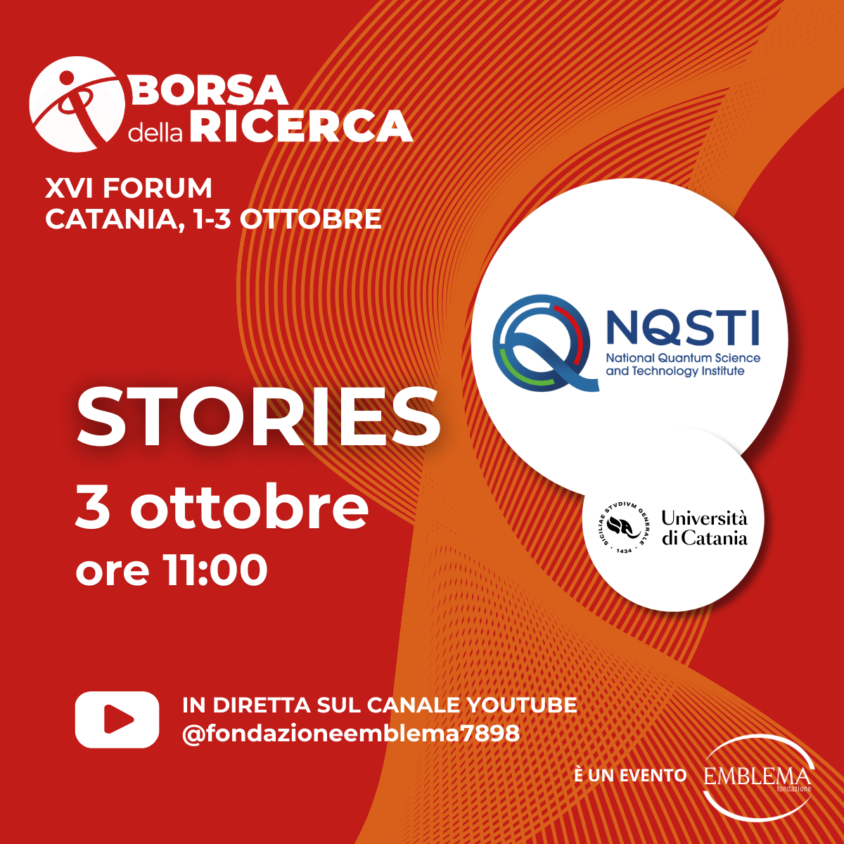 Locandina Stories durante la Borsa della Ricerca a Catania